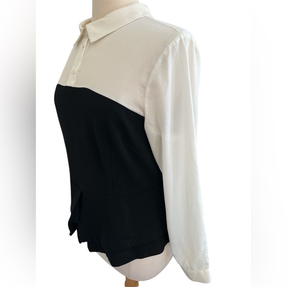 Eloquii Black & Ivory Fit & flare Contrast Corset style w/semi sheer Top Size 14 - Picture 5 of 11